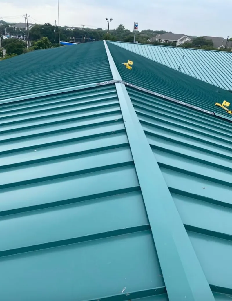Green commercial metal roof ridge and valley for Metal Roof Repair in Brown Deer